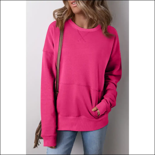 Rose Red Kangaroo Pocket: Slay Queen in this Loose Fit Sweatshirt! Needful Things. 👑 - s - Sweatshirts & Hoodies on Sale Worldwide Shipping
