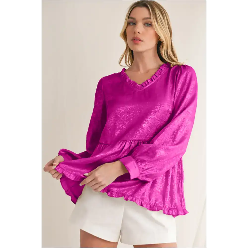 Rose Red Metallic Velvet: Babydoll Blouse of Doom! 🔥 Needful Things - Blouses on Sale Worldwide Shipping