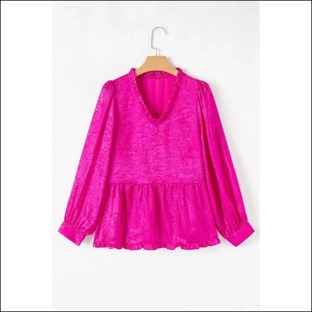 Rose Red Metallic Velvet: Babydoll Blouse of Doom! 🔥 Needful Things - Gold / s - Blouses on Sale Worldwide Shipping