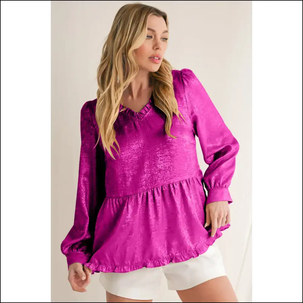 Rose Red Metallic Velvet: Babydoll Blouse of Doom! 🔥 Needful Things - Blouses on Sale Worldwide Shipping