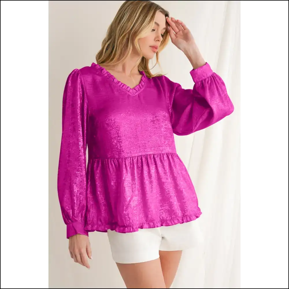 Rose Red Metallic Velvet: Babydoll Blouse of Doom! 🔥 Needful Things - Blouses on Sale Worldwide Shipping