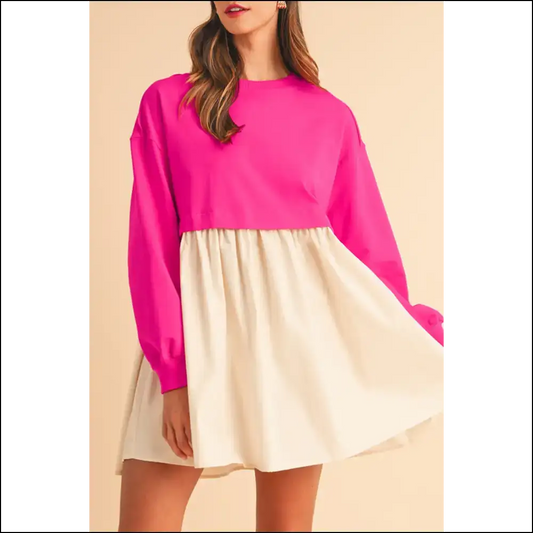 Rose Red Mini Dress: Comfy Pleated & Patchwork? Needful Things Says Yas 🌹 - s - Short Dresses on Sale Worldwide Shipping