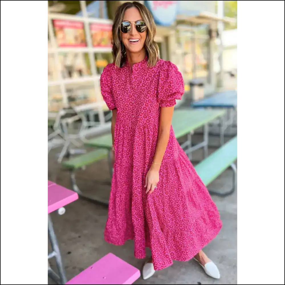 Rose Red Puff Sleeve Floral Maxi Dress: Prepare for Compliments 🌹 Needful Things - Dresses on Sale Worldwide Shipping