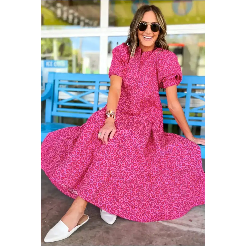 Rose Red Puff Sleeve Floral Maxi Dress: Prepare for Compliments 🌹 Needful Things - Dresses on Sale Worldwide Shipping