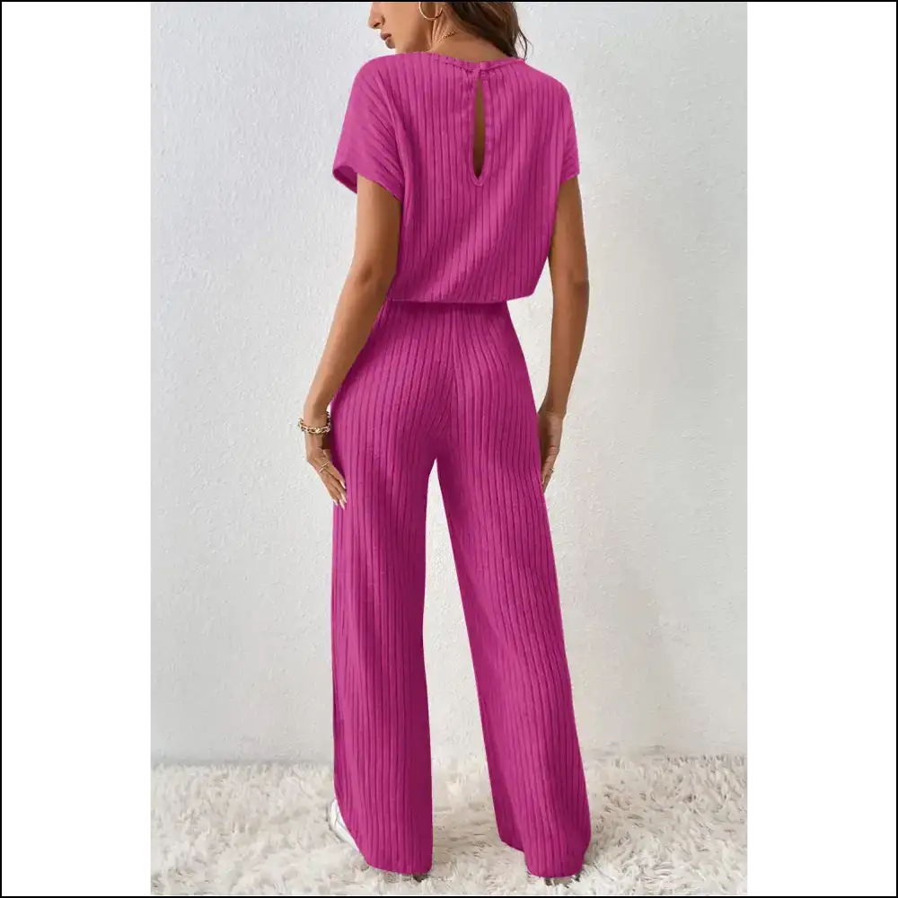 Rose Red Ribbed Jumpsuit: Dangerously Diva-licious 🔥 - Jumpsuits & Rompers on Sale Worldwide Shipping