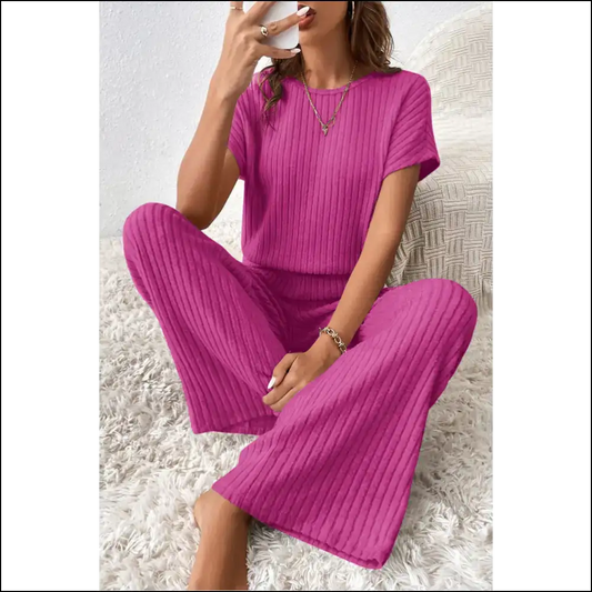 Rose Red Ribbed Jumpsuit: Dangerously Diva-licious 🔥 - s - Jumpsuits & Rompers on Sale Worldwide Shipping