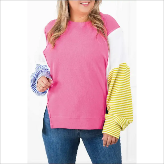 Rose Red Striped Long Sleeve: Finally a Top that Fits! 🌹 Needful Things - 1x - Plus Size Tops on Sale Worldwide Shipping