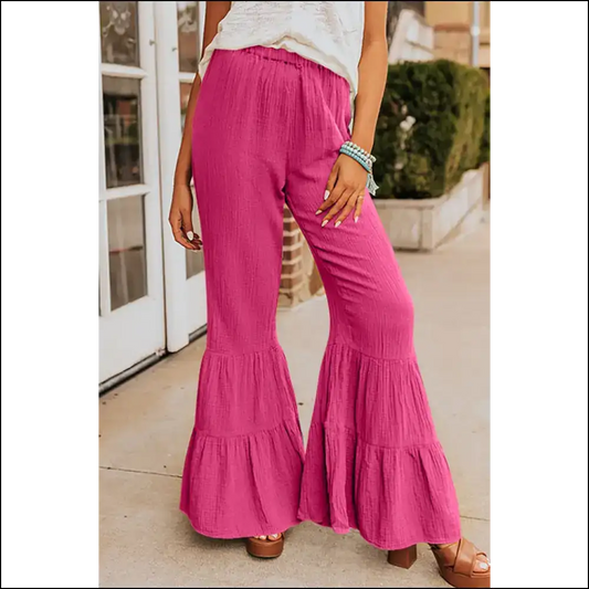 Rose Ruffle High Waist Pants: Runway Ready 🌹 Needful Things - s - Pants on Sale Worldwide Shipping