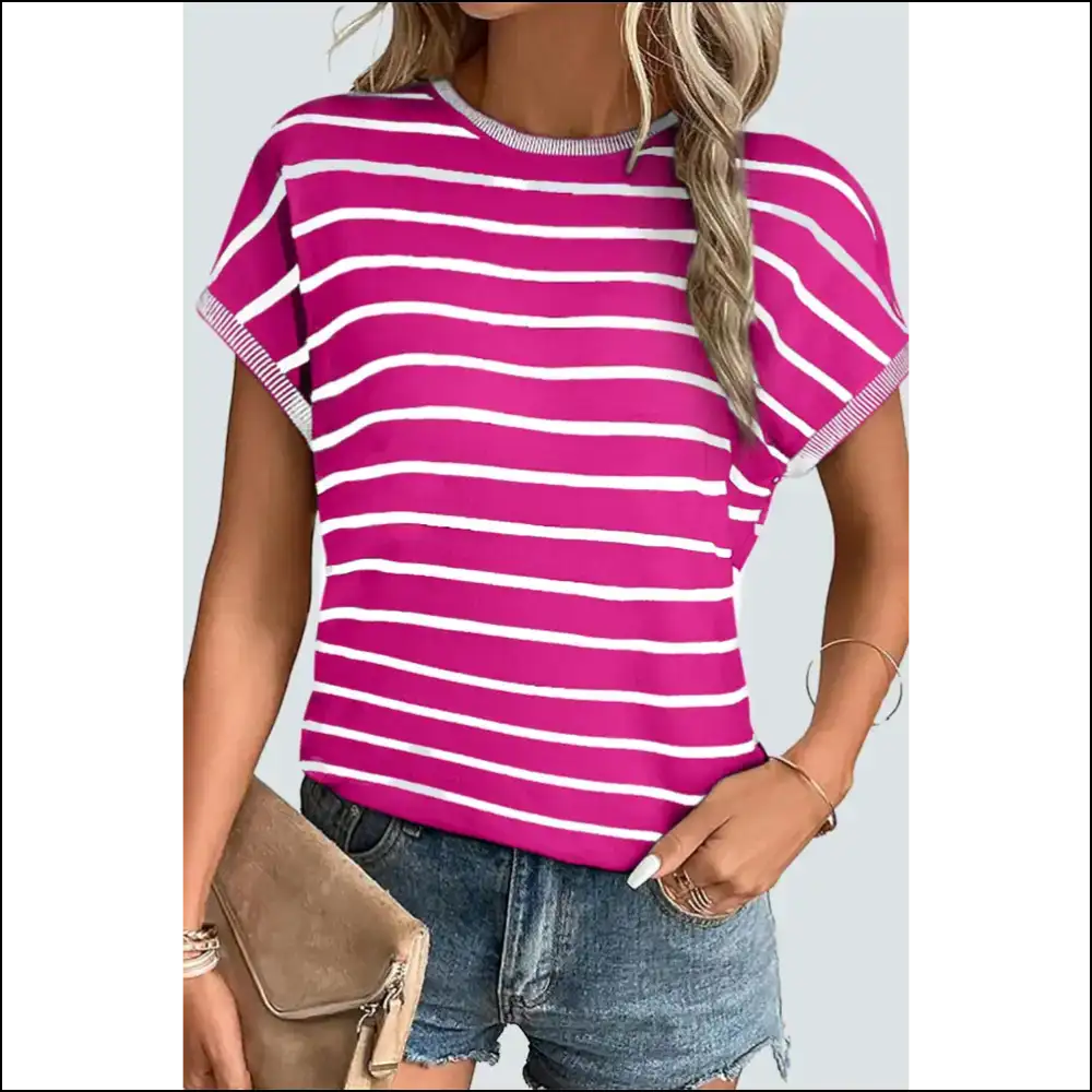 Rose Stripe Knitted Tee: so Comfy Youll Forget Pants Exist! 🌹needful Things - s - t Shirts on Sale Worldwide Shipping