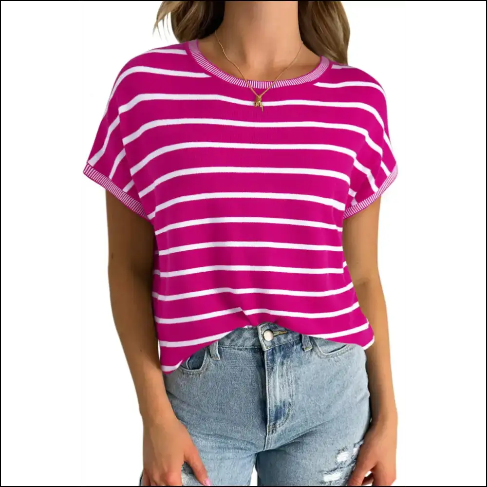 Rose Stripe Knitted Tee: so Comfy Youll Forget Pants Exist! 🌹needful Things - t Shirts on Sale Worldwide Shipping