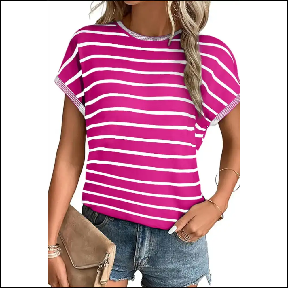 Rose Stripe Knitted Tee: so Comfy Youll Forget Pants Exist! 🌹needful Things - t Shirts on Sale Worldwide Shipping