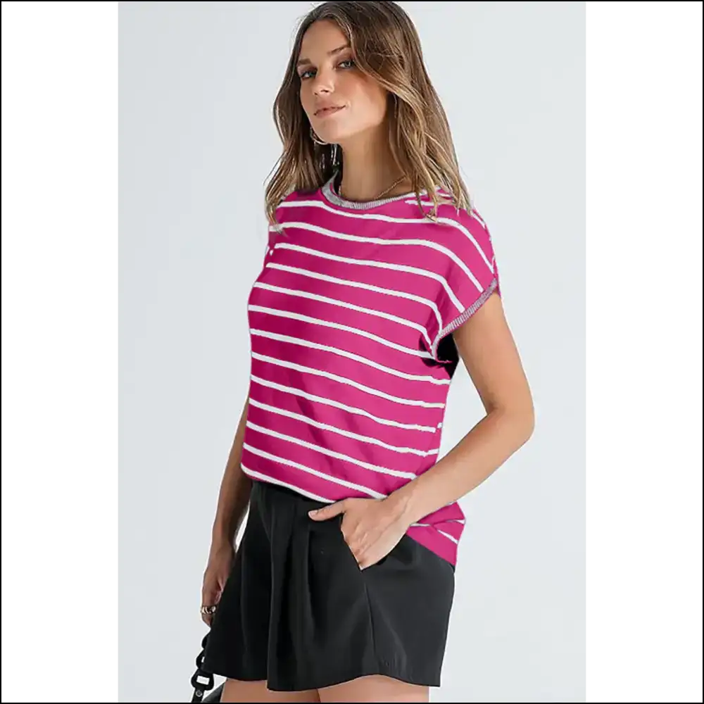 Rose Stripe Knitted Tee: so Comfy Youll Forget Pants Exist! 🌹needful Things - t Shirts on Sale Worldwide Shipping
