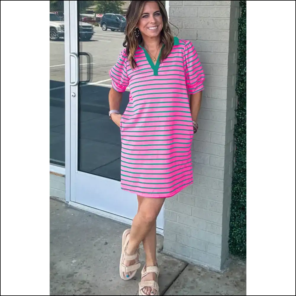 Rose Stripe Size Dress: Finally a Puff Sleeve that Fits! 🌹😂 Needful Things - Plus Dresses on Sale Worldwide Shipping