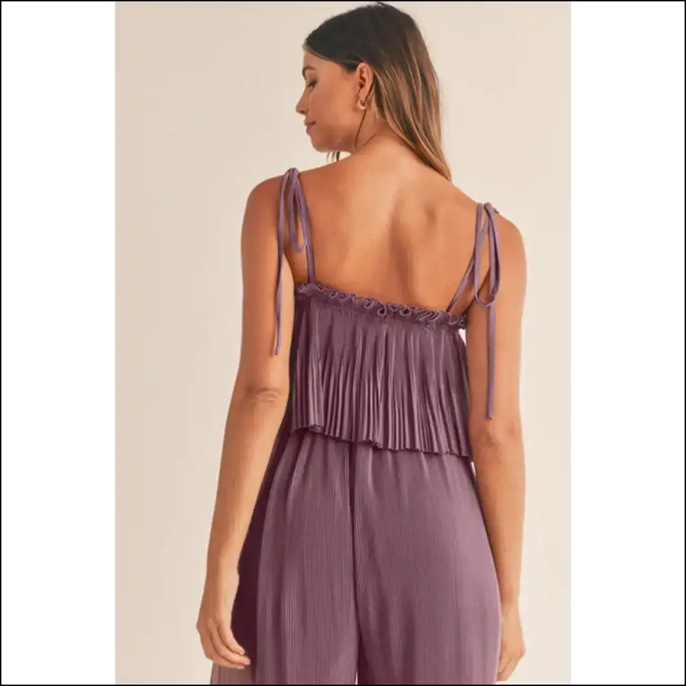 Rose Tan Jumpsuit: Straps Pleated Wide Leg Queen Vibes 👑 - Jumpsuits & Rompers on Sale Worldwide Shipping