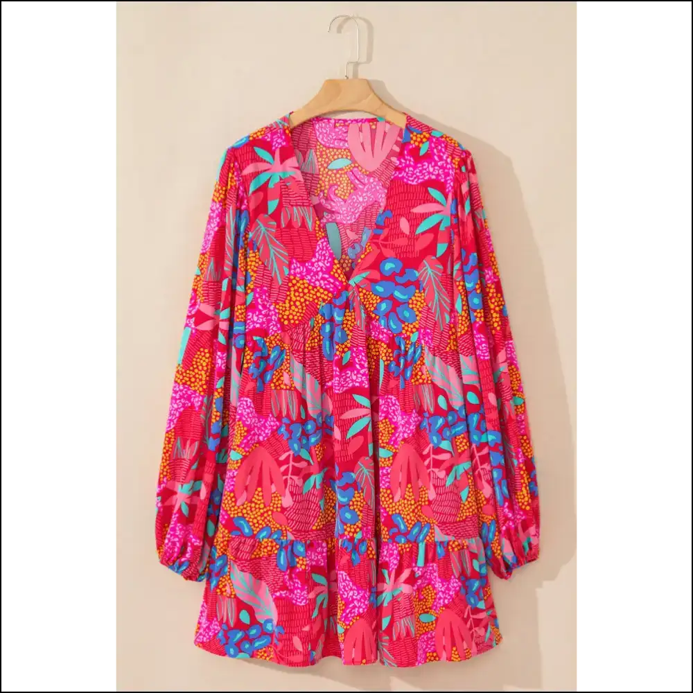 Rose Tropical Print Mini Dress: Curvalicious 🌹🌴 - Plus Size Dresses on Sale Worldwide Shipping
