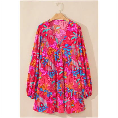 Rose Tropical Print Mini Dress: Curvalicious 🌹🌴 - Plus Size Dresses on Sale Worldwide Shipping