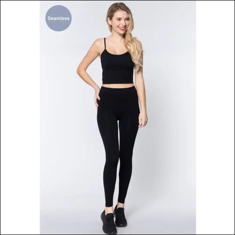 Round Neck Crop Rib Seamless Cami - Trendy & Versatile - Tank Tops on Sale Worldwide Shipping