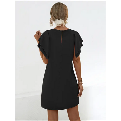 Chic Round Neck Flutter Sleeve Mini Dress - Dresses on Sale Worldwide Shipping