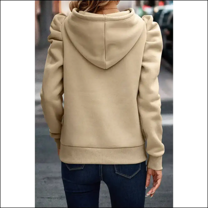 Ruched Puff Sleeve Hoodie: Chic Black Needful Things 🖤 - Sweatshirts & Hoodies on Sale Worldwide Shipping