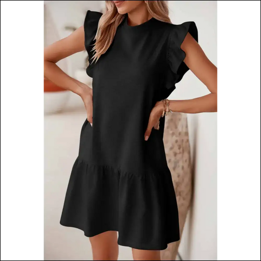 Ruffle Hem Mini Dress: so Soft It’s Practically Illegal! 😈 Needful Things - Black / s - Short Dresses on Sale Worldwide Shipping