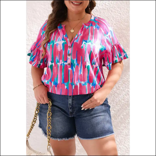 Ruffle Sleeve: from Blouse to Blessed!🌹needful Things - Rose / 1x - Plus Size Tops on Sale Worldwide Shipping