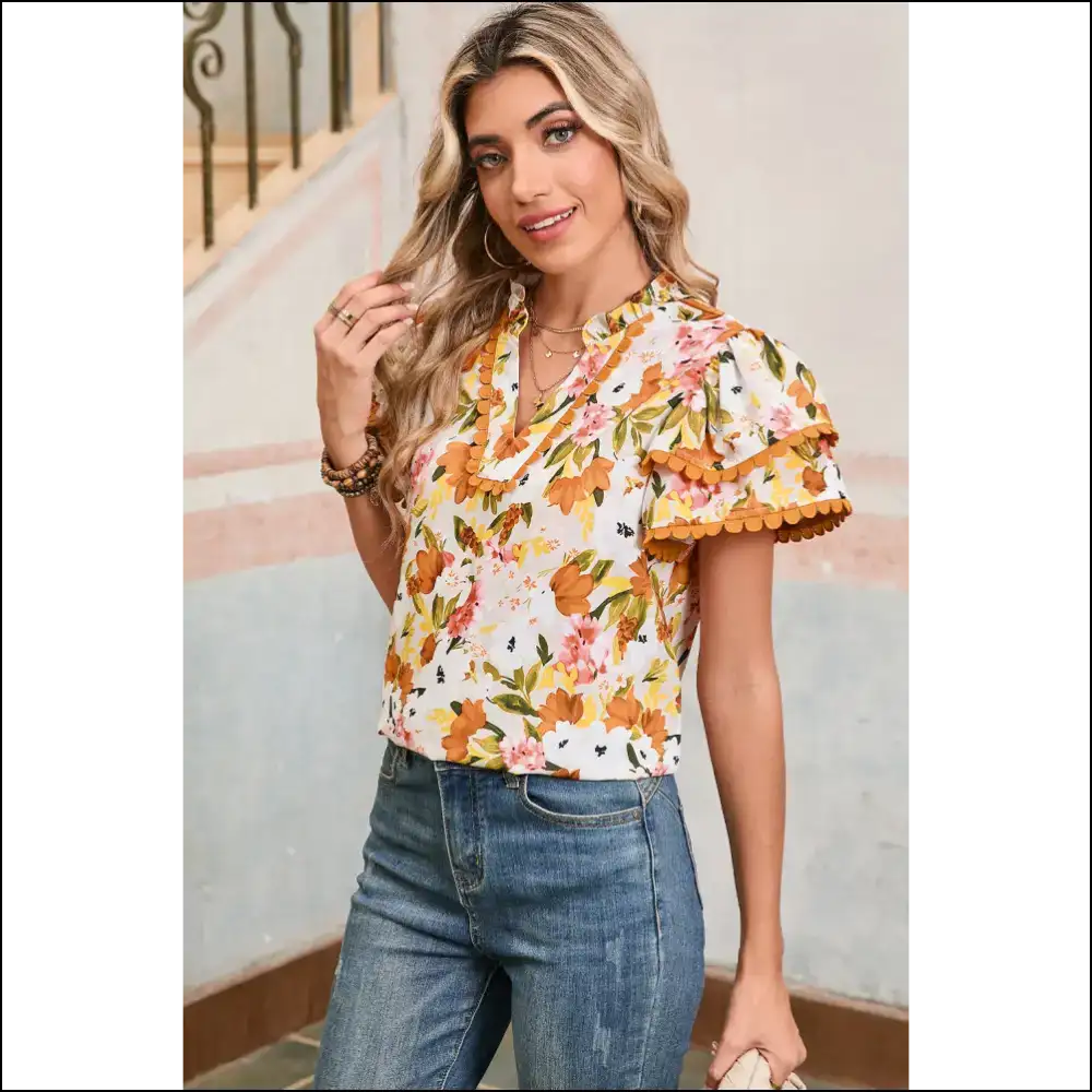 Russet Orange Floral: from Frumpy to Femme Fatale 🧡 Needful Things - Blouses on Sale Worldwide Shipping