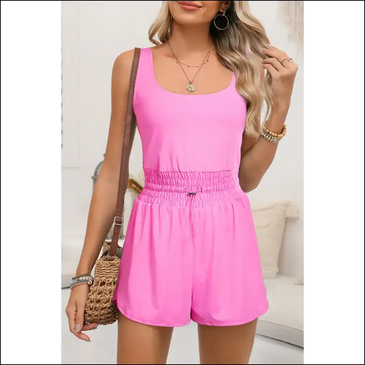 Sachet Pink Cinched Waist Romper: Goddess (and Comfy!) at Needful Things 💖 - s - Rompers Jumpsuits & on Sale Worldwide Shipping