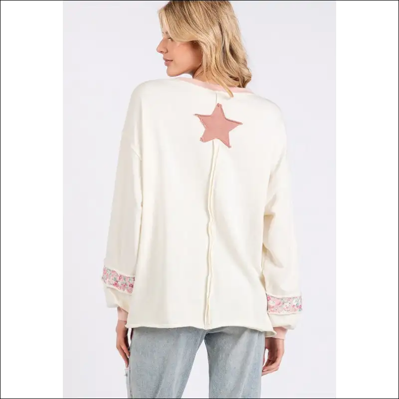 Sage + Fig Peace & Star Patch Sweatshirt - Sweatshirts Hoodies on Sale Worldwide Shipping