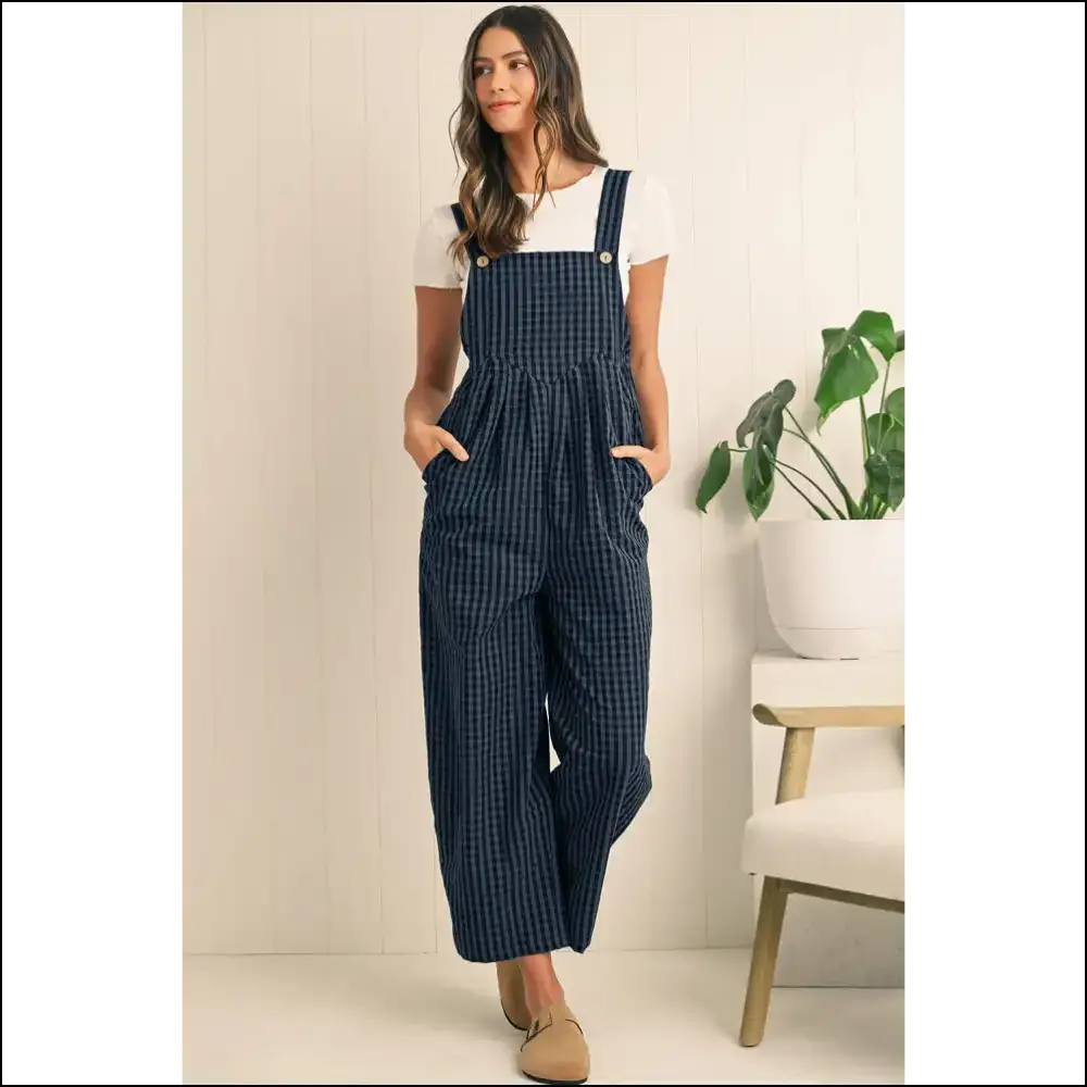 Sail Blue Plaid Jumpsuit: Comfy & Still High Waist? Deal! 😜 Needful Things - Jumpsuits Rompers on Sale Worldwide Shipping