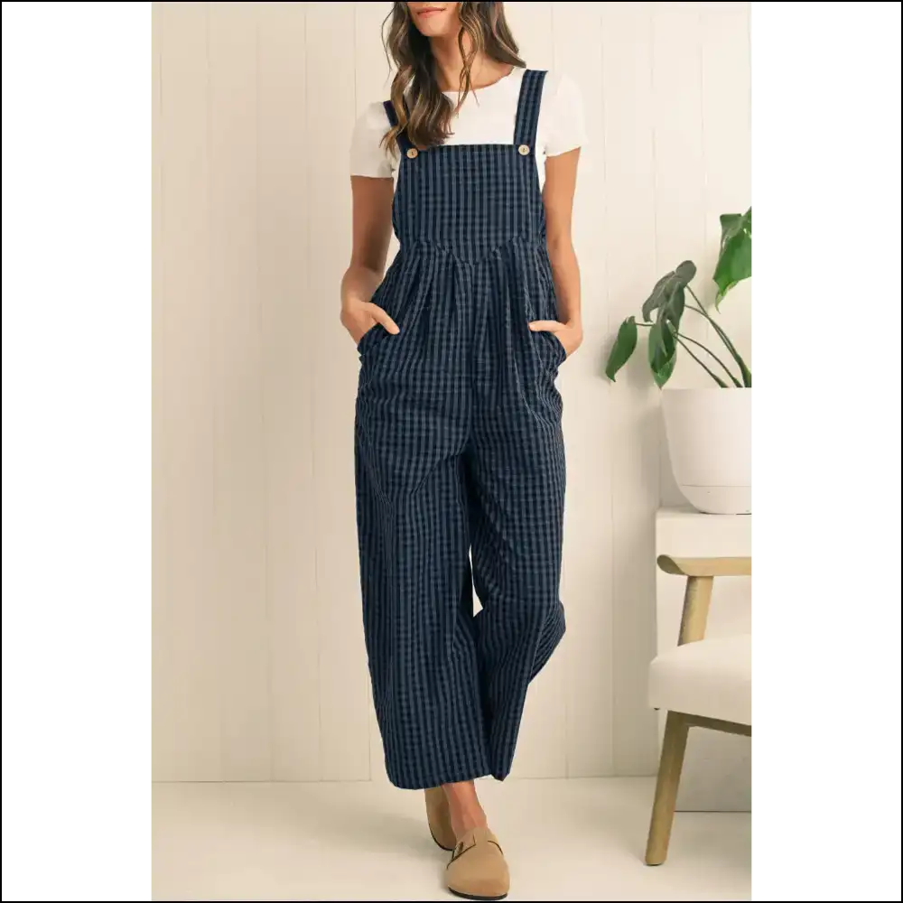 Sail Blue Plaid Jumpsuit: Comfy & Still High Waist? Deal! 😜 Needful Things - s - Jumpsuits Rompers on Sale Worldwide Shipping