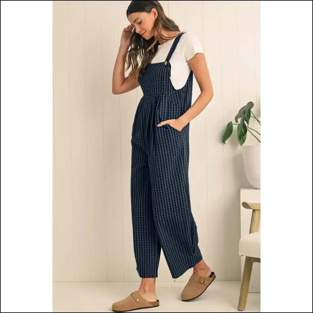 Sail Blue Plaid Jumpsuit: Comfy & Still High Waist? Deal! 😜 Needful Things - Jumpsuits Rompers on Sale Worldwide Shipping