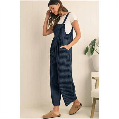 Sail Blue Plaid Jumpsuit: Comfy & Still High Waist? Deal! 😜 Needful Things - Jumpsuits Rompers on Sale Worldwide Shipping