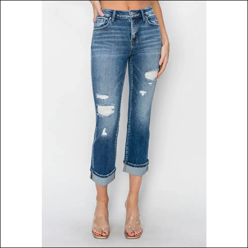 Sass Up your Life with Needful Things Distressed Cuffed Ankle Cheer! 😄👖 - Jeans on Sale Worldwide Shipping