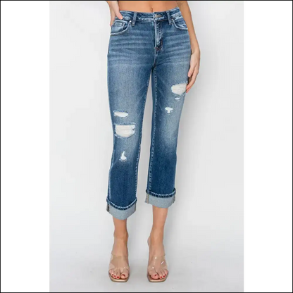 Sass Up your Life with Needful Things Distressed Cuffed Ankle Cheer! 😄👖 - Jeans on Sale Worldwide Shipping