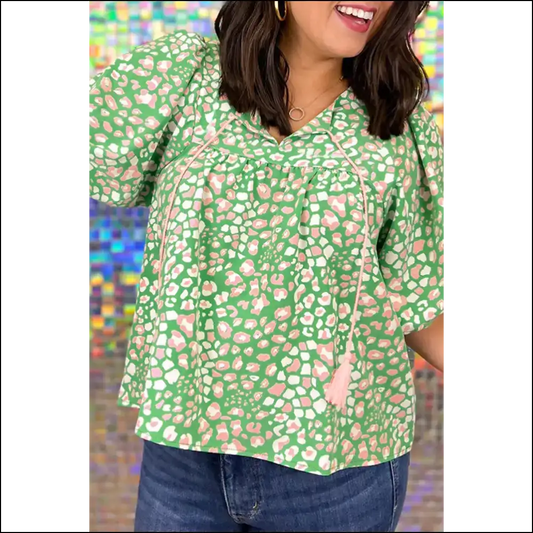 Sassy Green Leopard: Unleash your Inner Boho Queen Darling! 🐆 Needful Things - 1x - Plus Size Tops on Sale Worldwide Shipping