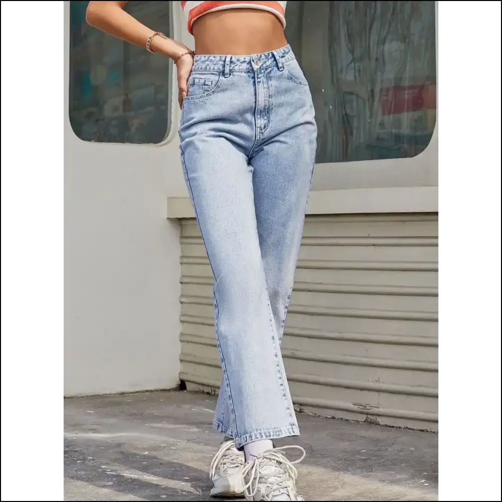 Sassy High Waist Straight Jeans: Confidence that Actually Fits! 💃👖 - Jeans on Sale Worldwide Shipping