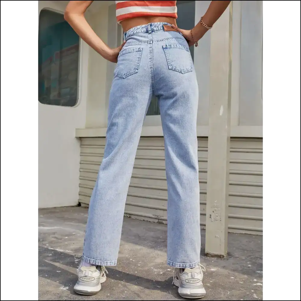 Sassy High Waist Straight Jeans: Confidence that Actually Fits! 💃👖 - Jeans on Sale Worldwide Shipping