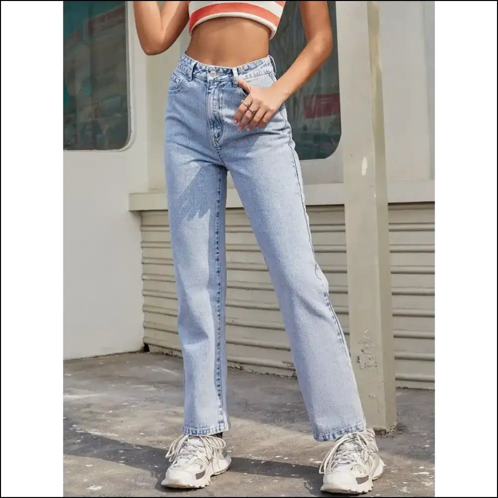 Sassy High Waist Straight Jeans: Confidence that Actually Fits! 💃👖 - Jeans on Sale Worldwide Shipping