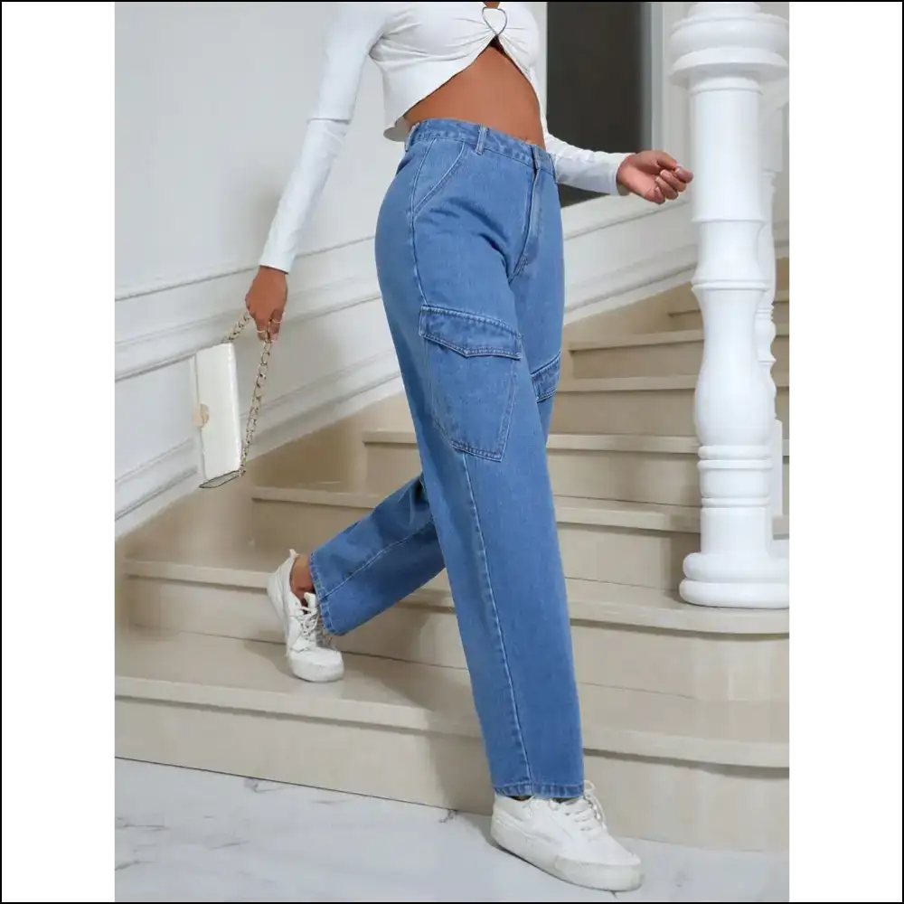 Sassy High Waist Straight Leg Jeans: Confidence that Packs a Pocket Punch! 😂👖 - Jeans on Sale Worldwide Shipping