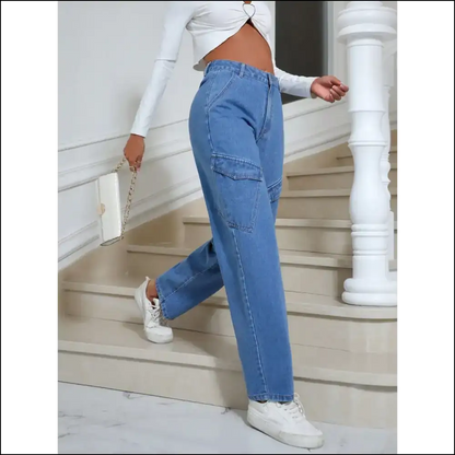 Sassy High Waist Straight Leg Jeans: Confidence that Packs a Pocket Punch! 😂👖 - Jeans on Sale Worldwide Shipping