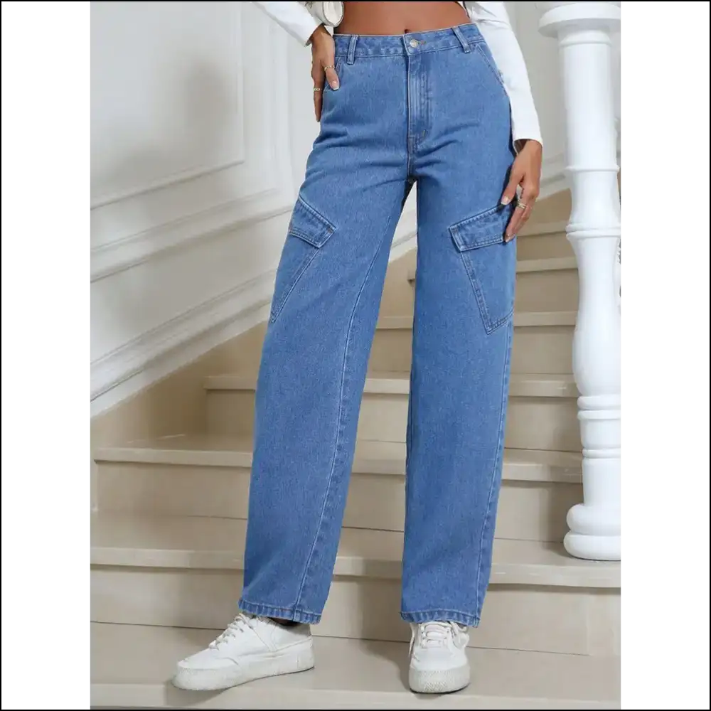 Sassy High Waist Straight Leg Jeans: Confidence that Packs a Pocket Punch! 😂👖 - Jeans on Sale Worldwide Shipping