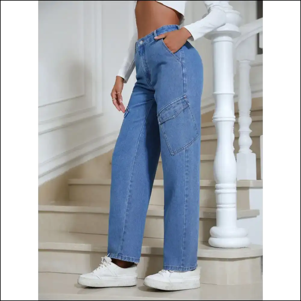 Sassy High Waist Straight Leg Jeans: Confidence that Packs a Pocket Punch! 😂👖 - Jeans on Sale Worldwide Shipping