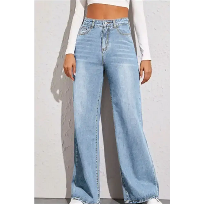 Sassy High Waist Wide Leg Jeans - for when You’re Ready to Conquer the World! - Light / Xs - on Sale Worldwide Shipping