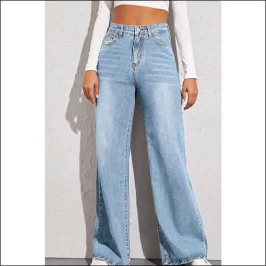 Sassy High Waist Wide Leg Jeans - for when You’re Ready to Conquer the World! - Light / Xs - on Sale Worldwide Shipping
