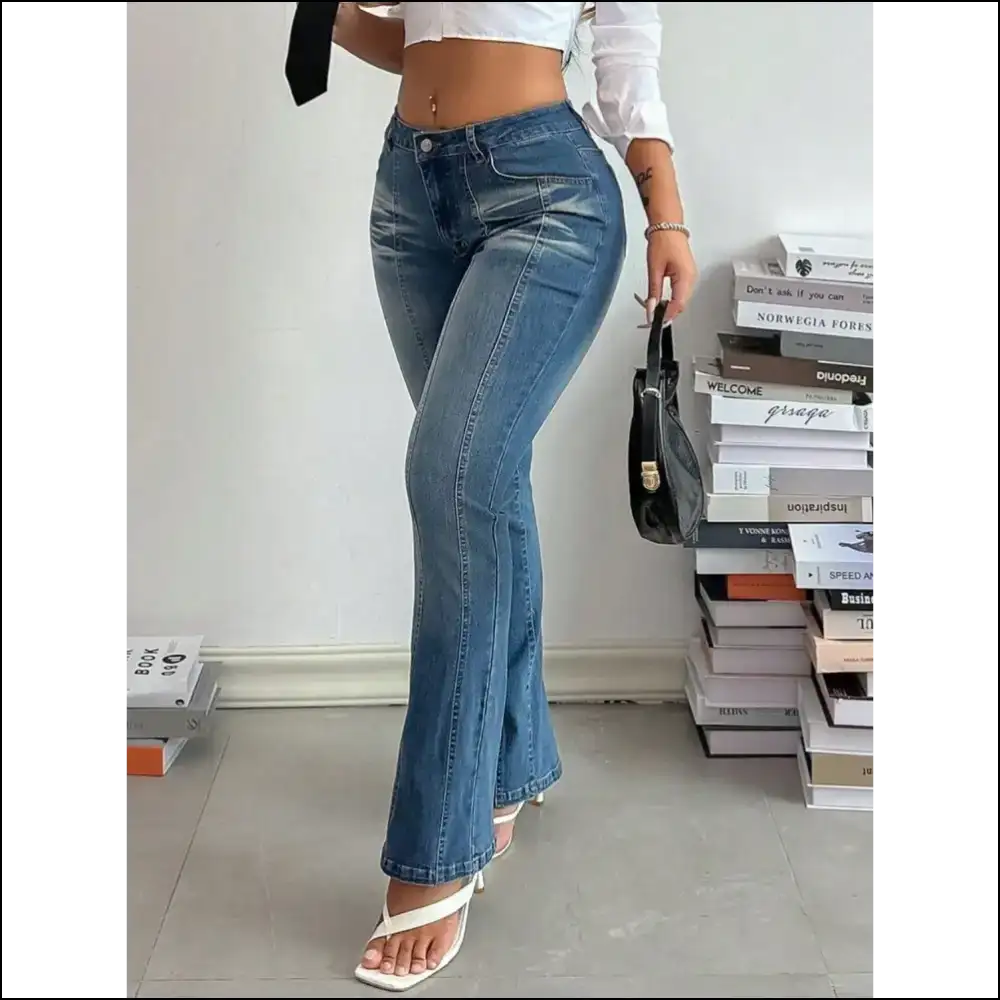 Sassy Mid Rise Bootcut Jeans: Because Every Butt Deserves a Standing Ovation! 🍑 - Jeans on Sale Worldwide Shipping