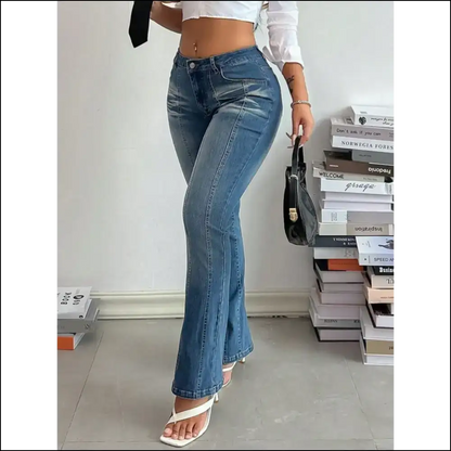 Sassy Mid Rise Bootcut Jeans: Because Every Butt Deserves a Standing Ovation! 🍑 - Jeans on Sale Worldwide Shipping