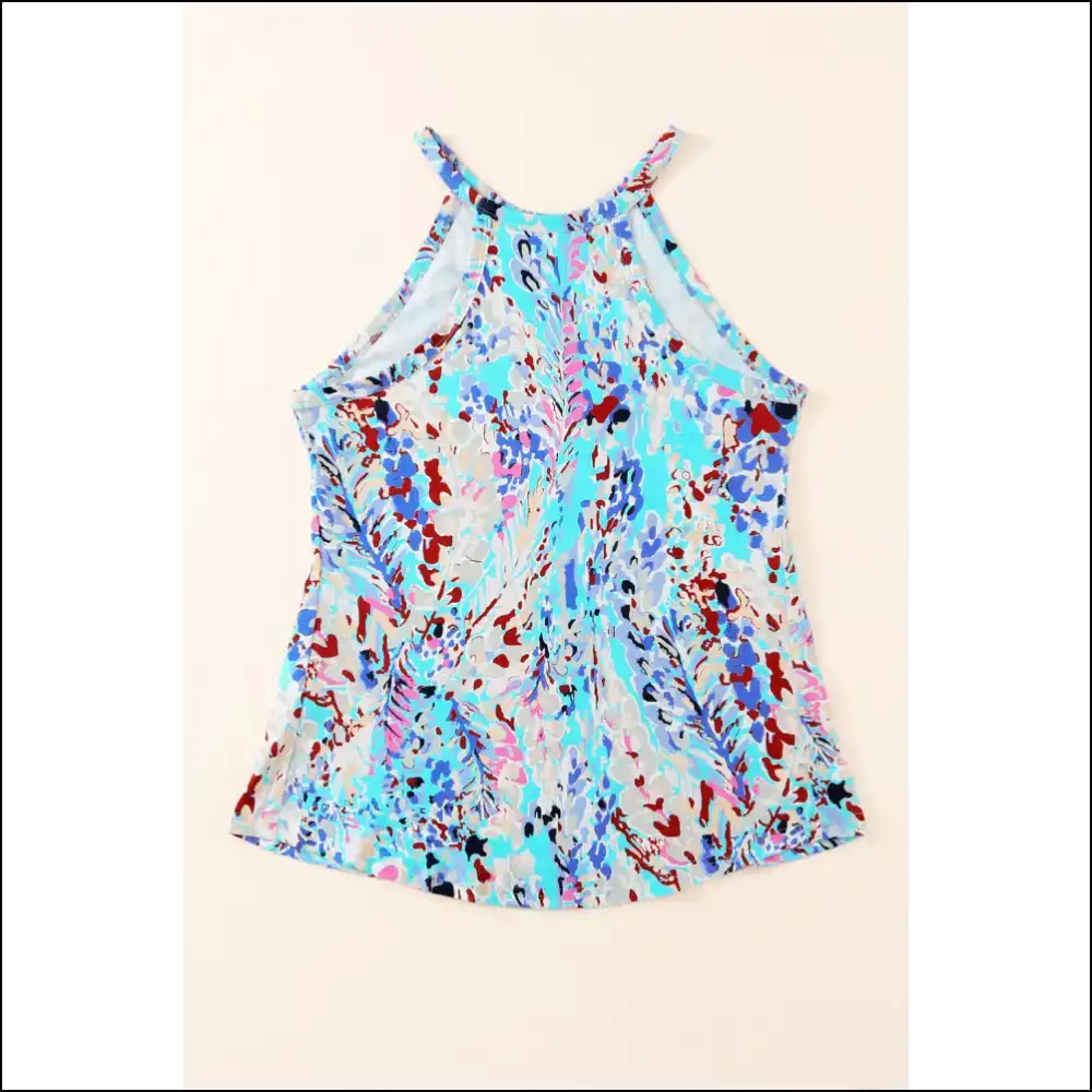 Sassy Printed Round Neck Tank Top - Blue / s - Tops on Sale Worldwide Shipping