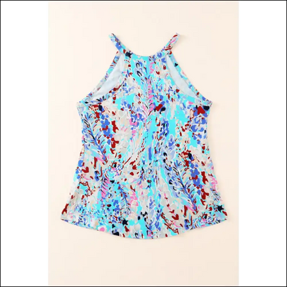 Sassy Printed Round Neck Tank Top - Blue / s - Tops on Sale Worldwide Shipping