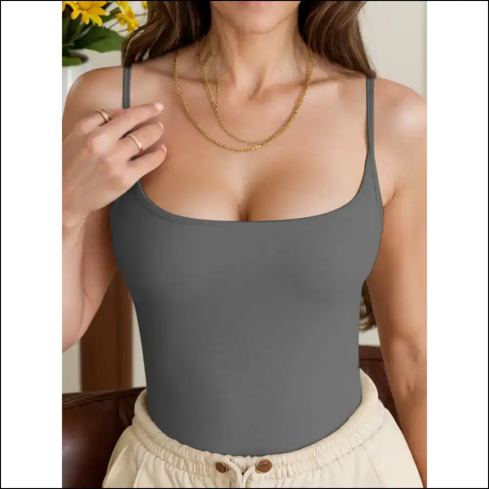 Scoop Neck Cami: for Those Days when you Need to Show off More than your Skin! 😏 - Dark Gray / Xs - Tank Tops on Sale Worldwide Shipping