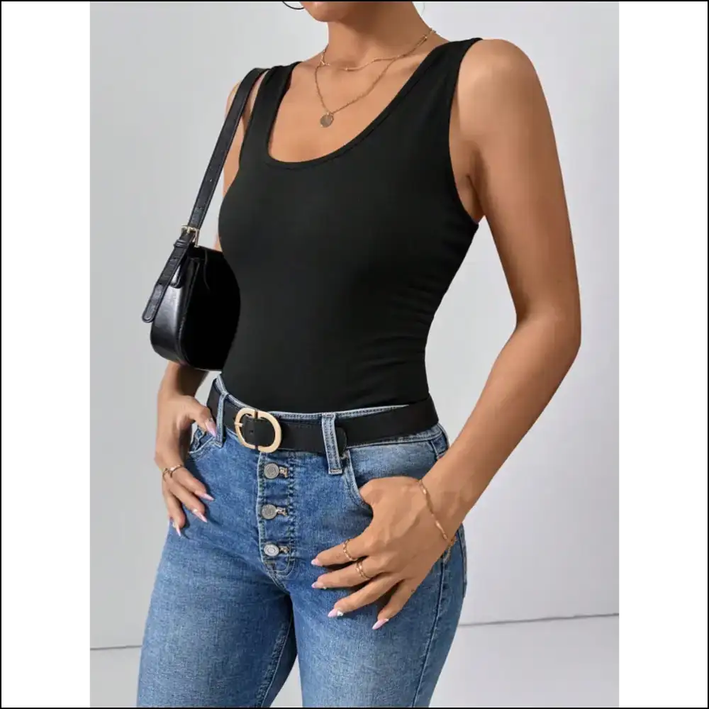 Scoop Neck Wide Strap Tank: Elevate your Fabulousness Embrace the Af! 😎✨ - Tank Tops on Sale Worldwide Shipping